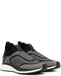 schwarze und weiße Slip-On Sneakers aus Leder von Zegna
