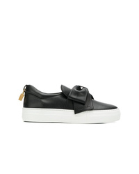 schwarze und weiße Slip-On Sneakers aus Leder von Buscemi