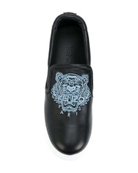 schwarze und weiße Slip-On Sneakers aus Leder von Kenzo