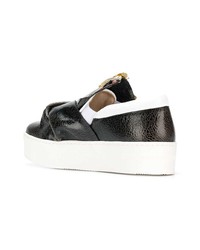 schwarze und weiße Slip-On Sneakers aus Leder von N°21