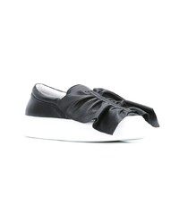 schwarze und weiße Slip-On Sneakers aus Leder von Joshua Sanders