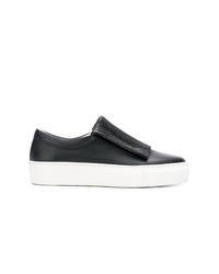 schwarze und weiße Slip-On Sneakers aus Leder von Primury