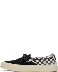schwarze und weiße Slip-On Sneakers aus Segeltuch mit Karomuster von Rhude