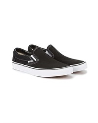 schwarze und weiße Slip-On Sneakers aus Segeltuch von Vans