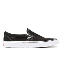 schwarze und weiße Slip-On Sneakers aus Segeltuch von Vans