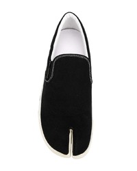 schwarze und weiße Slip-On Sneakers aus Segeltuch von Maison Margiela