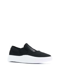 schwarze und weiße Slip-On Sneakers aus Segeltuch von Y-3