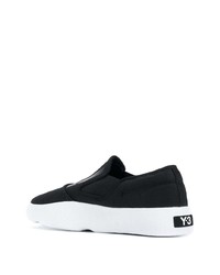 schwarze und weiße Slip-On Sneakers aus Segeltuch von Y-3