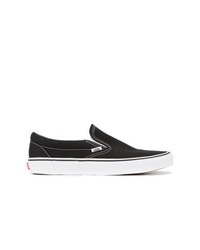 schwarze und weiße Slip-On Sneakers aus Segeltuch von Vans