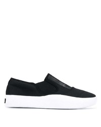 schwarze und weiße Slip-On Sneakers aus Segeltuch von Y-3