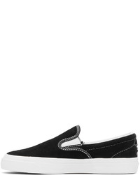 schwarze und weiße Slip-On Sneakers aus Wildleder von Converse