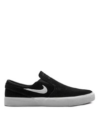schwarze und weiße Slip-On Sneakers aus Wildleder von Nike