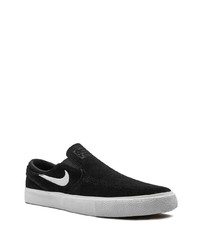 schwarze und weiße Slip-On Sneakers aus Wildleder von Nike