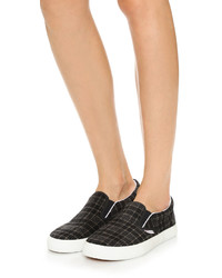 schwarze und weiße Slip-On Sneakers mit Schottenmuster von Superga