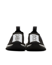 schwarze und weiße Slip-On Sneakers von Dolce And Gabbana
