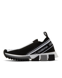 schwarze und weiße Slip-On Sneakers von Dolce And Gabbana