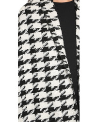 schwarze und weiße Strickjacke mit einer offenen Front mit Hahnentritt-Muster von Glamorous