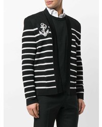 schwarze und weiße Strickjacke mit einer offenen Front von Balmain