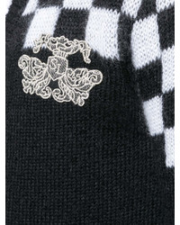 schwarze und weiße Strickjacke mit Karomuster von Saint Laurent
