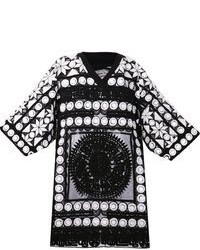 schwarze und weiße Tunika mit geometrischem Muster von Kokon To Zai