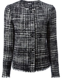 schwarze und weiße Tweed-Jacke von DKNY