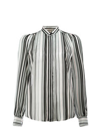 schwarze und weiße vertikal gestreifte Bluse mit Knöpfen von Giambattista Valli
