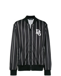 schwarze und weiße vertikal gestreifte Bomberjacke von Dolce & Gabbana