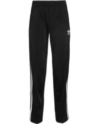 schwarze und weiße vertikal gestreifte Jogginghose von adidas