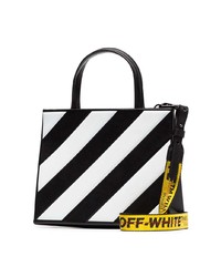schwarze und weiße vertikal gestreifte Shopper Tasche von Off-White