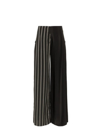 schwarze und weiße vertikal gestreifte Wollweite hose von Esteban Cortazar
