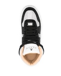 schwarze und weiße verzierte hohe Sneakers aus Leder von Philipp Plein