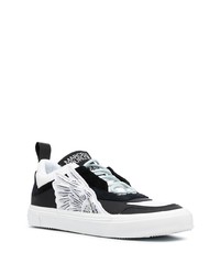 schwarze und weiße verzierte Leder niedrige Sneakers von Marcelo Burlon County of Milan