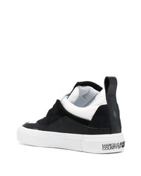 schwarze und weiße verzierte Leder niedrige Sneakers von Marcelo Burlon County of Milan