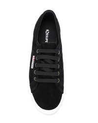 schwarze und weiße Wildleder niedrige Sneakers von Superga