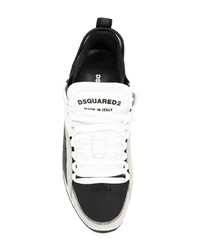 schwarze und weiße Wildleder niedrige Sneakers von DSQUARED2
