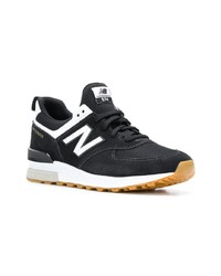 schwarze und weiße Wildleder niedrige Sneakers von New Balance