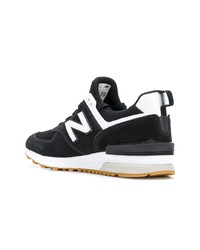 schwarze und weiße Wildleder niedrige Sneakers von New Balance