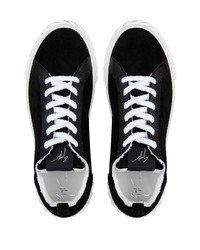 schwarze und weiße Wildleder niedrige Sneakers von Giuseppe Zanotti