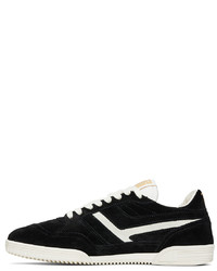 schwarze und weiße Wildleder niedrige Sneakers von Tom Ford