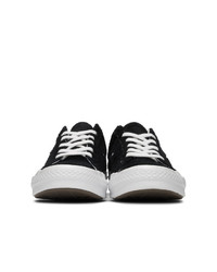 schwarze und weiße Wildleder niedrige Sneakers von Converse