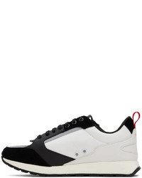 schwarze und weiße Wildleder niedrige Sneakers von Hugo