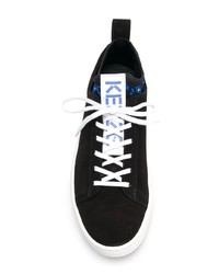 schwarze und weiße Wildleder niedrige Sneakers von Kenzo