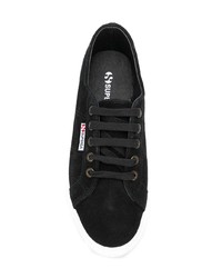 schwarze und weiße Wildleder niedrige Sneakers von Superga