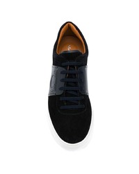 schwarze und weiße Wildleder niedrige Sneakers von Salvatore Ferragamo