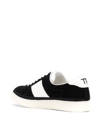 schwarze und weiße Wildleder niedrige Sneakers von Tom Ford