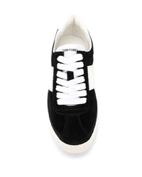 schwarze und weiße Wildleder niedrige Sneakers von Tom Ford