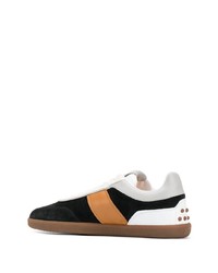 schwarze und weiße Wildleder niedrige Sneakers von Tod's