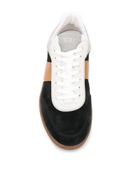 schwarze und weiße Wildleder niedrige Sneakers von Tod's