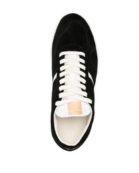 schwarze und weiße Wildleder niedrige Sneakers von Tom Ford