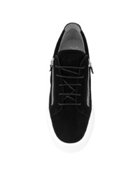 schwarze und weiße Wildleder niedrige Sneakers von Giuseppe Zanotti